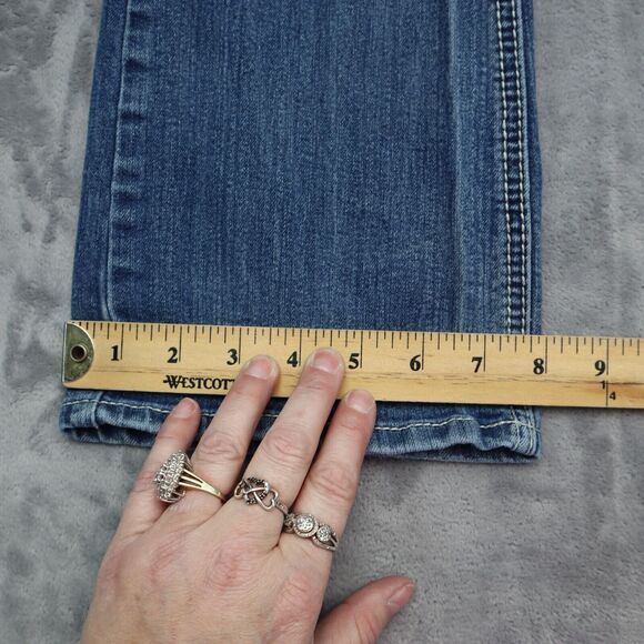 Soundgirl Pants Womens 3 Blue Straight Flat Front Button Zip Pockets Denim Jeans - Picture 6 of 16